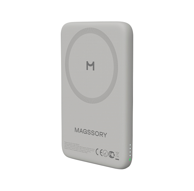 Беспроводной внешний аккумулятор Magssory Core 5K, с магнитами, совместимый с MagSafe, Silver, Серебро