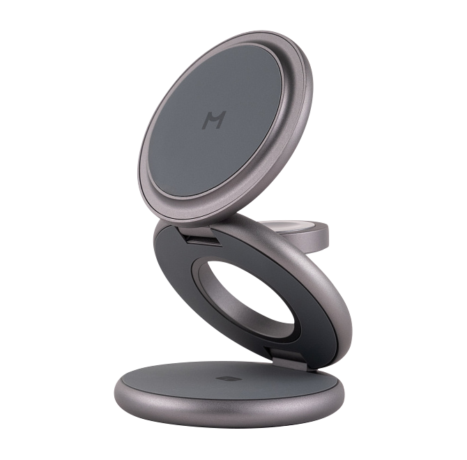 Складное беспроводное зарядное устройство Magssory Disc Signature Edition 3 в 1 для Samsung, с магнитами, полночь, Миднайт