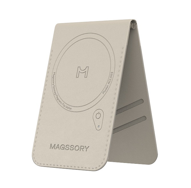 Кошелек-кардхолдер Magssory Geotag Magnetic Flip Wallet, совместимый с MagSafe и Find My, ACL003, айвори, Айвори