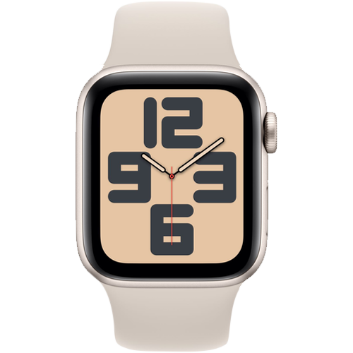 Часы Apple Watch SE, 44 мм, алюминий цвета «сияющая звезда», ремешок Sport Band цвета «сияющая звезда» (2024)