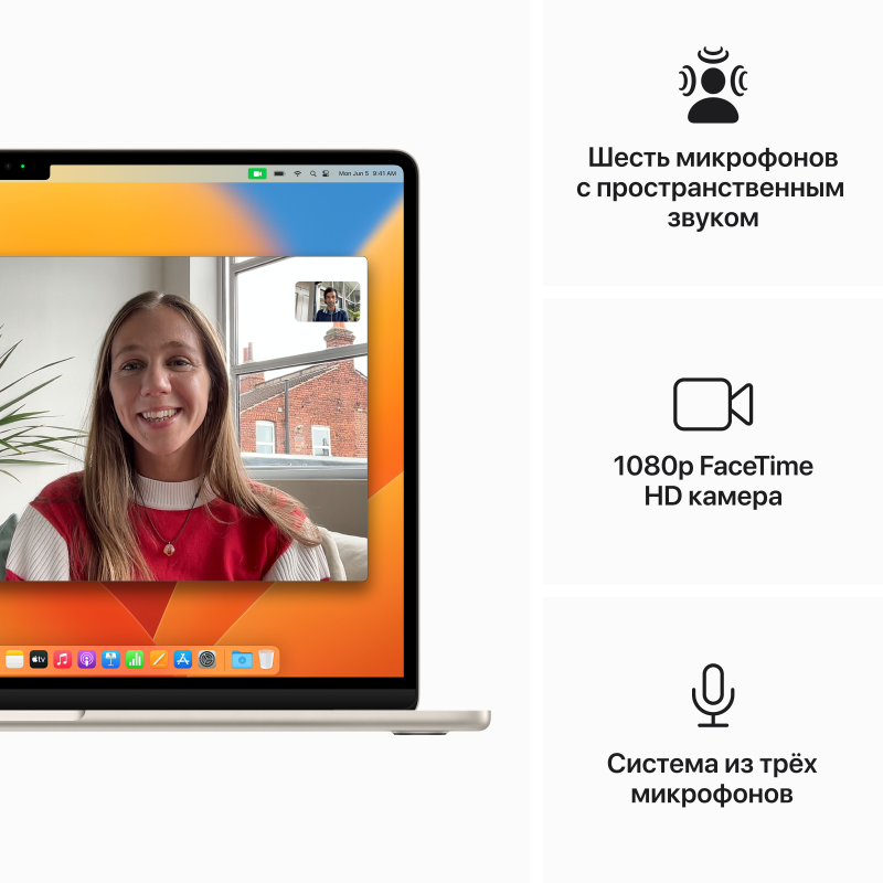 Ноутбук Apple MacBook Air 15" (M2, 8 Gb, 256 Gb SSD) Старлайт (MQKU3)