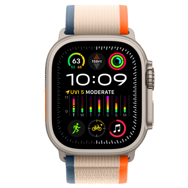 Часы Apple Watch Ultra 2 GPS + Cellular 49 мм, титановый корпус, ремешок Trail цвета Оранжевый/Бежевый,размер S/M
