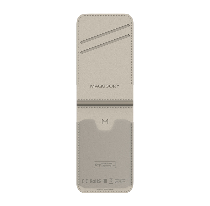 Кошелек-кардхолдер Magssory Geotag Magnetic Flip Wallet, совместимый с MagSafe и Find My, ACL003, айвори, Айвори