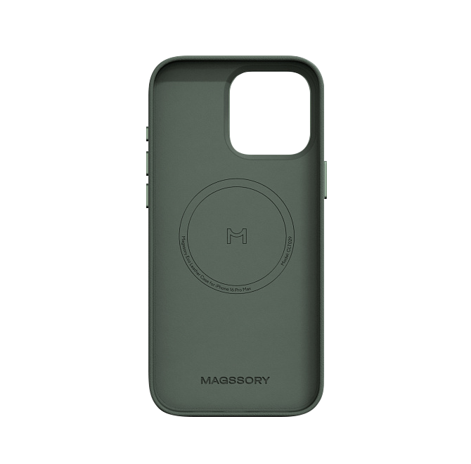 Чехол Magssory Eco Leather Case для iPhone 16 Pro Max, экокожа, с магнитами, совместимые с MagSafe, Хаки