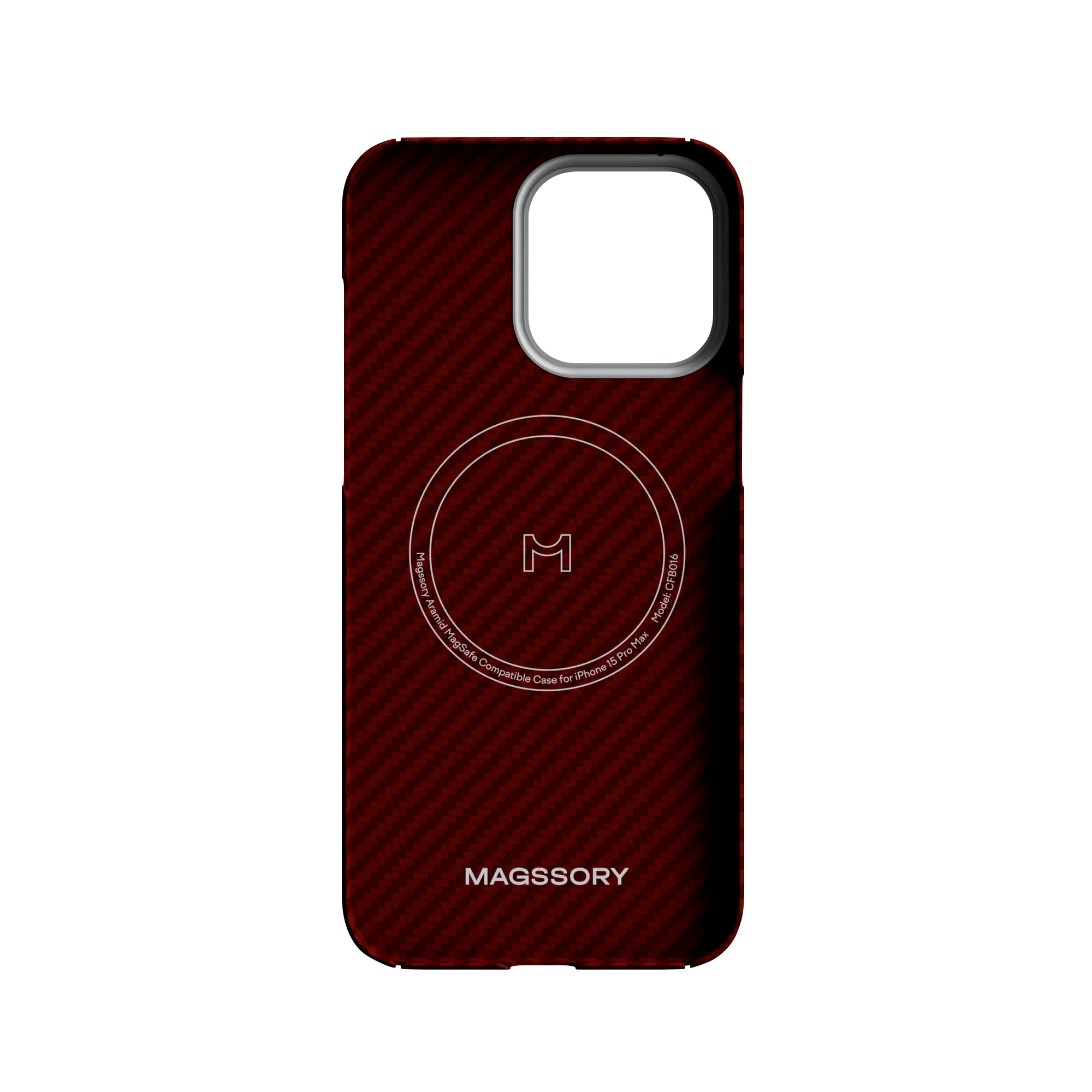 Чехол Magssory для iPhone 15 Pro Max, кевлар (арамид), с магнитами, совместимый с MagSafe, красный, Красный