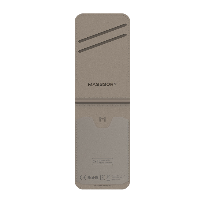 Кошелек-кардхолдер Magssory Geotag Magnetic Flip Wallet, совместимый с MagSafe и Find My, ACL003, латте, Латте