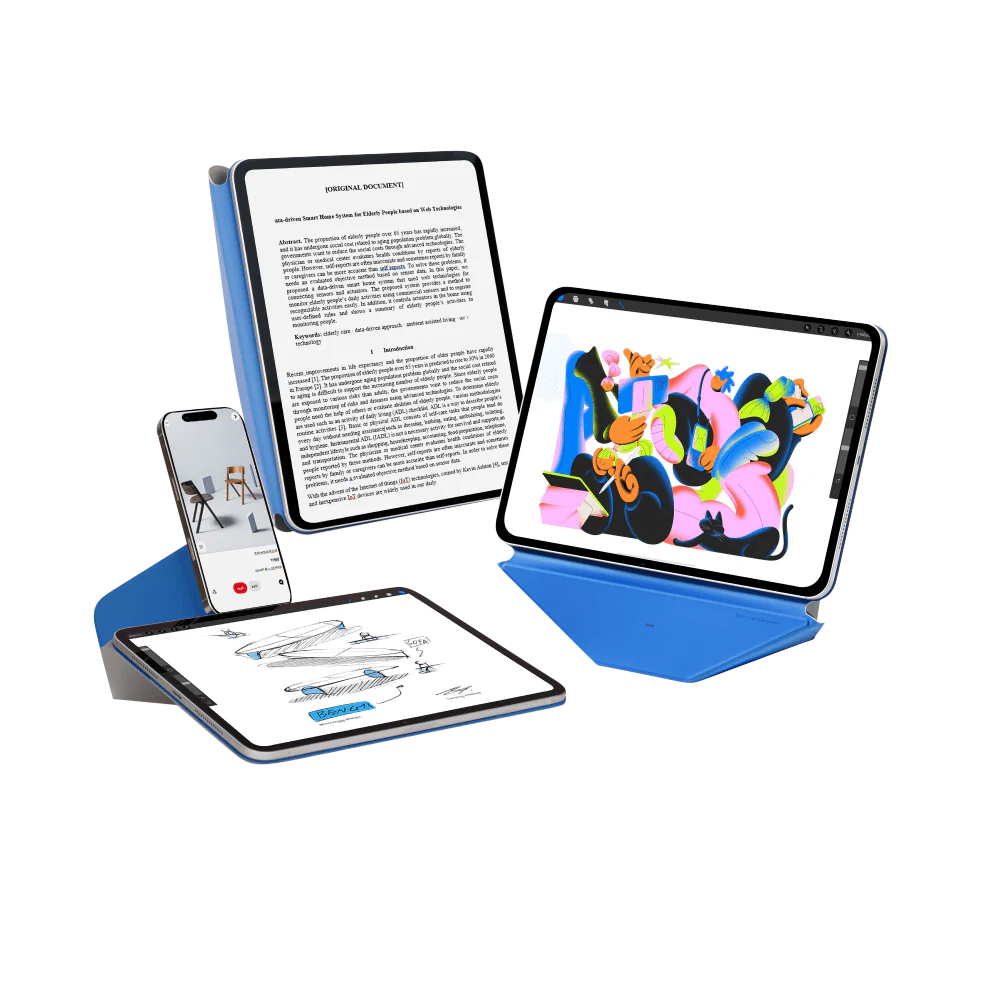 Чехол MOFT Dynamic Folio для планшета iPad Pro 11′′ (M4/M5) серый с голубым 