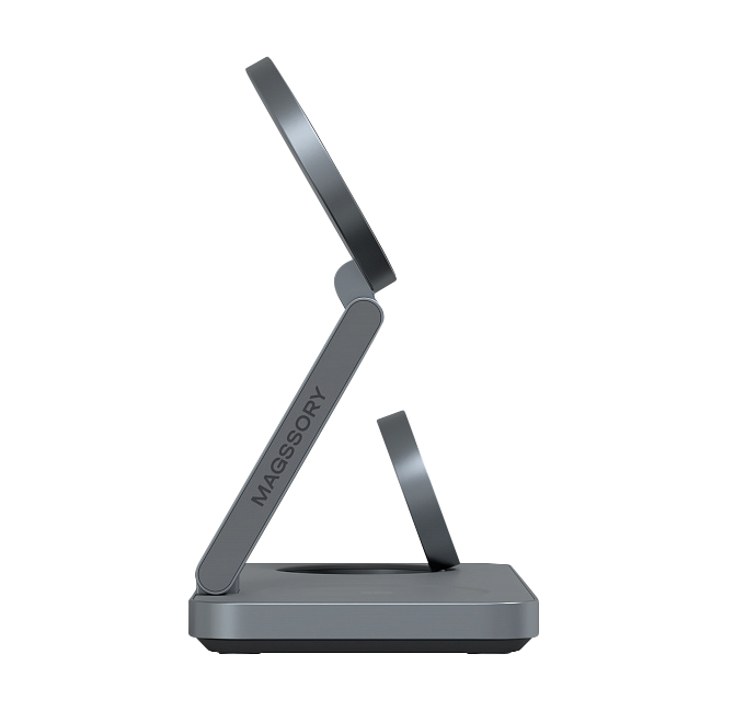 Складное беспроводное зарядное устройство 3 в 1 Magssory Yoga для Samsung, с магнитами, с поддержкой Qi2, Миднайт