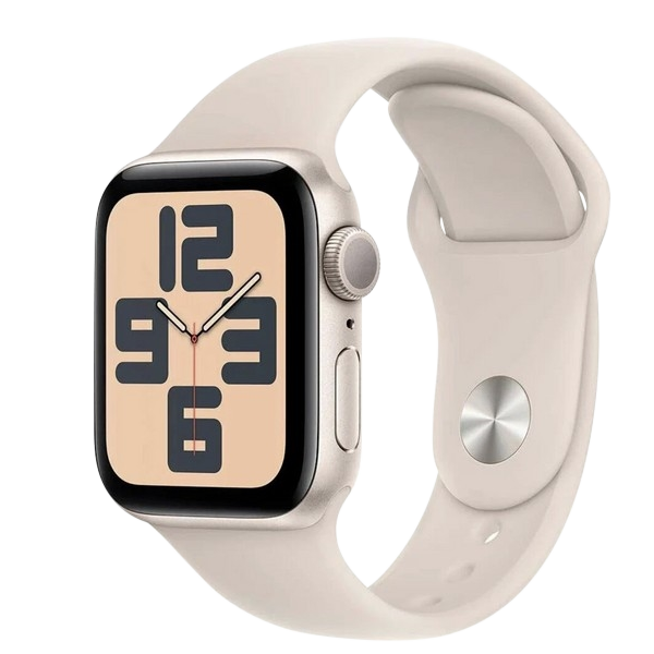 Часы Apple Watch SE, 44 мм, алюминий цвета «сияющая звезда», ремешок Sport Band цвета «сияющая звезда» (2024)