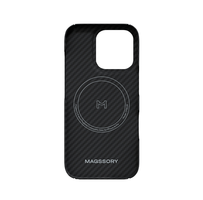 Чехол Magssory для iPhone 16 Pro, кевлар (арамид), с магнитами, совместимый с MagSafe, черный, Черный