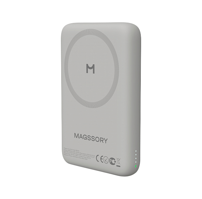 Беспроводной внешний аккумулятор Magssory Core 10K, с магнитами, совместимый с MagSafe, Silver, Серебро
